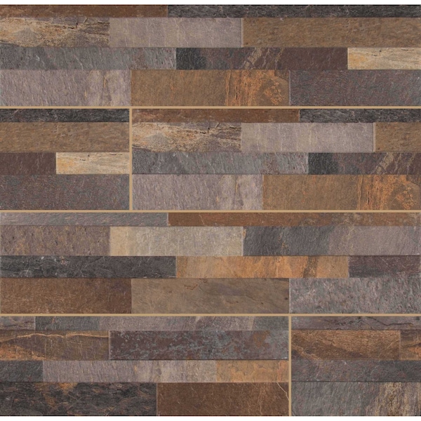 Rocky Gold Ledger Panel 6 In. X 24 In. Glazed Porcelain Wall Tile, 11PK